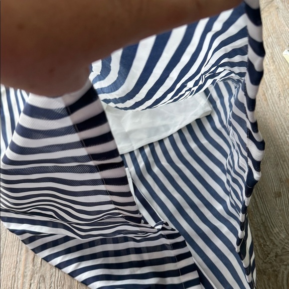 J. Crew Navy and White Striped Midi Skirt L - Picture 3 of 6